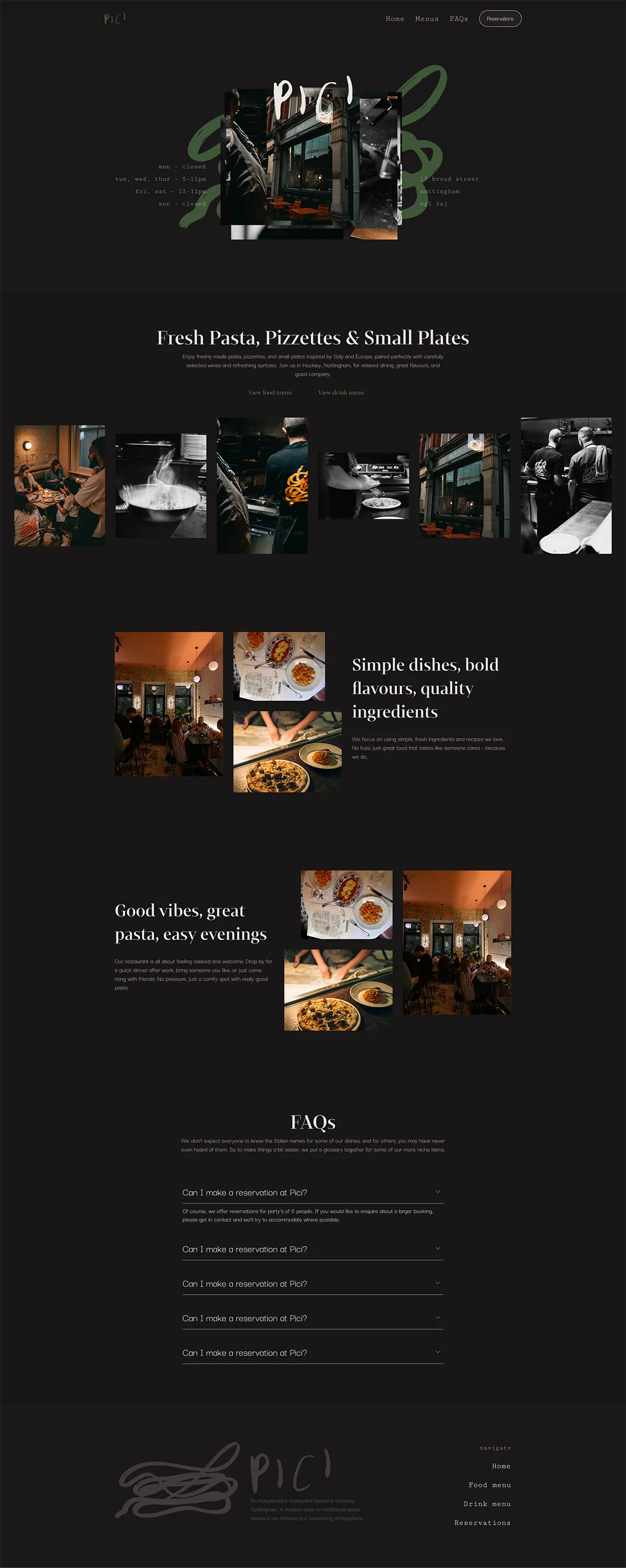 Pici home page full-length design