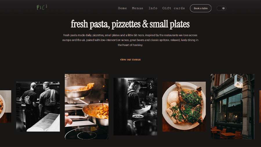 Pici website home page gallery